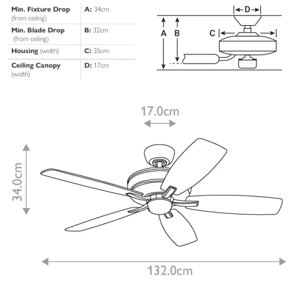 Wentylator sufitowy z pilotem Monarch pewter KLF-MONARCH2-52-BAP do salonu