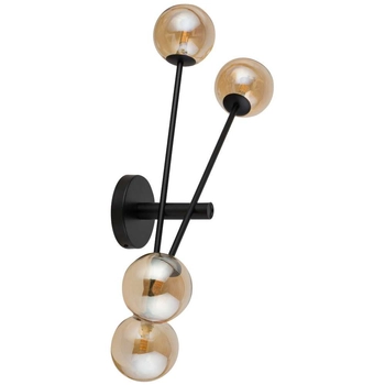 LAMPA ścienna ORO 32090 Sigma loftowa OPRAWA 4-punktowa szklane kule kinkiet czarny bursztynowy