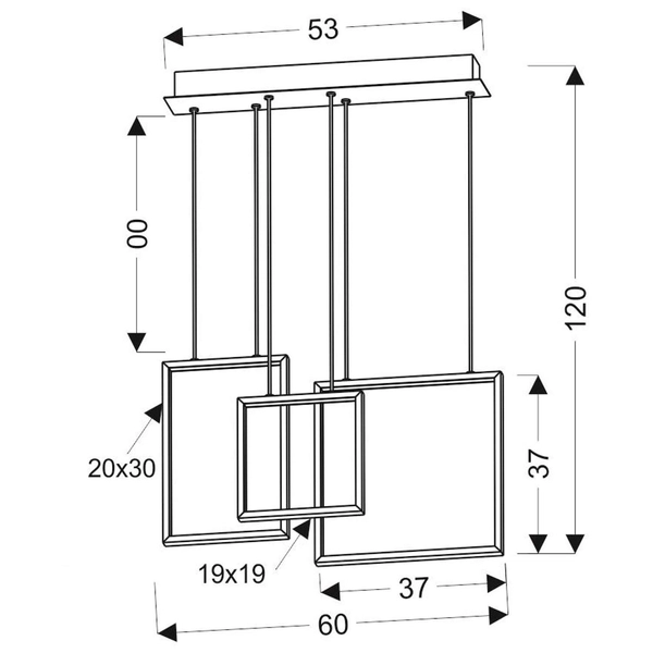 Wisząca LAMPA KEOS A0026-330 Candellux metalowa OPRAWA kwadratowe ramki LED 36W 4000K frame zwis biały