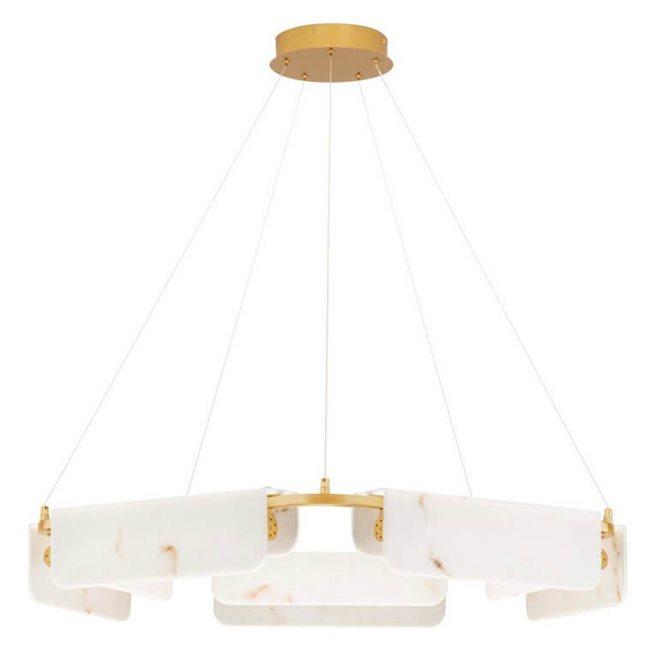 Wisząca lampa do salonu MAIRANA LE44617 LED 45W 3000K marmurowa biała złota