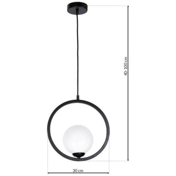 Wisząca LAMPA modernistyczna BOSTON MLP5593 Milagro metalowa OPRAWA okrągła ZWIS szklana kula ball czarna biała