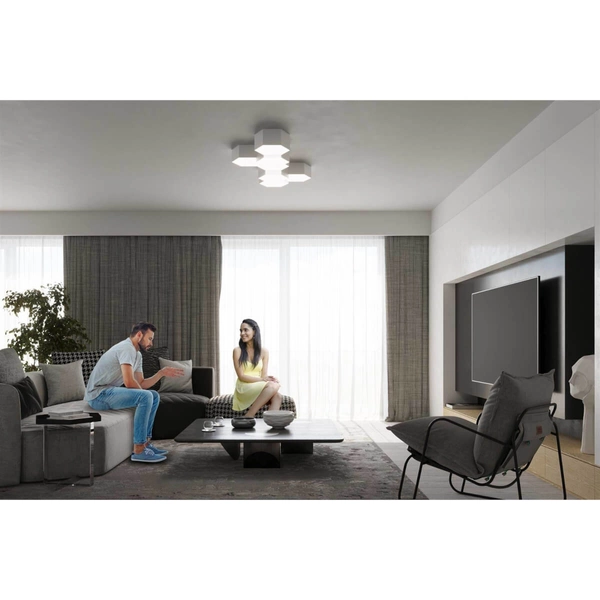 Sześciokątna lampa sufitowa SL.1056 do sypialni biała