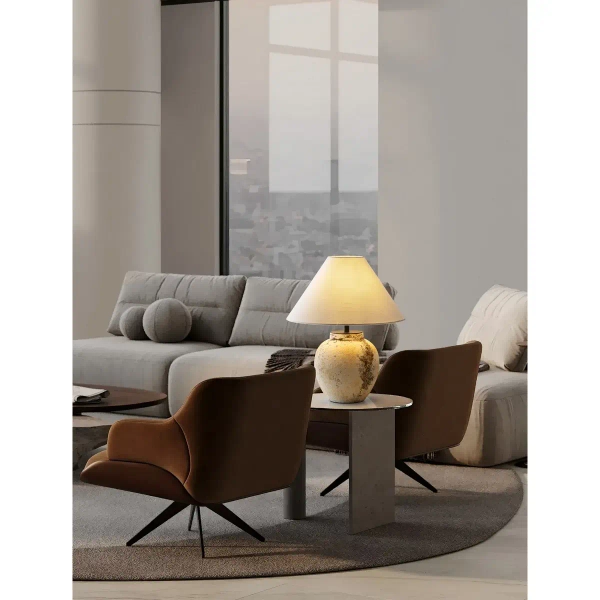 Ceramiczna lampa stołowa BELUNCA LE45282 do sypialni biały beżowy