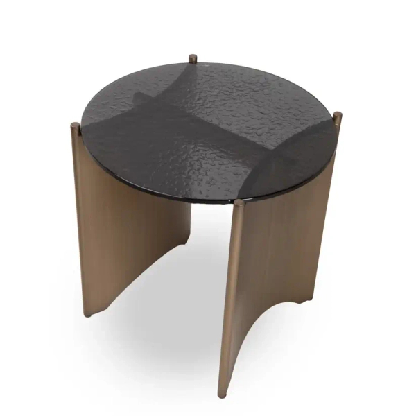 Nowoczesny stolik kawowy MANTA MM001501100396 czarny złoty szklany 50cm