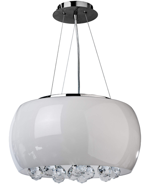 Wisząca lampa salonowa Quince do salonu biała crystals