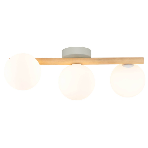 Lampa nasufitowa Estera 5768 bańki naturalna drewniana biała