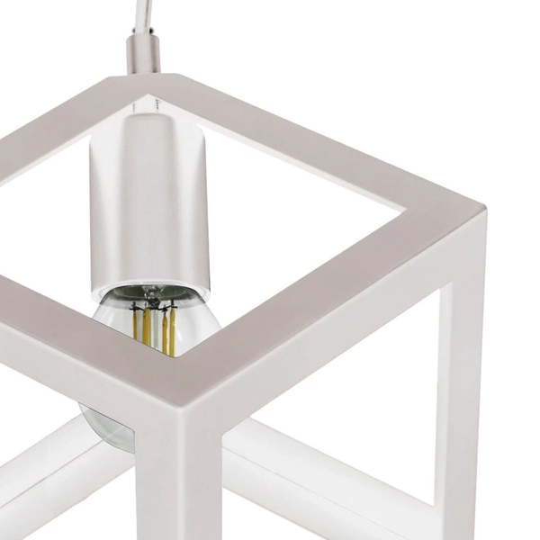 Loftowa LAMPA wisząca SWEDEN 306890 Polux metalowa OPRAWA zwis KOSTKA kwadratowa klatka cube biała