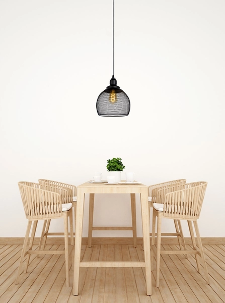 Industrialna lampa wisząca MESH 43404/22/30 zwis siatka kopuła loft czarna