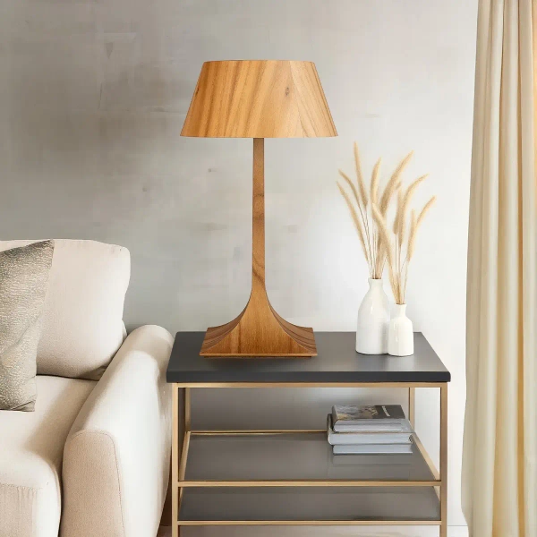 Sypialniana lampka stołowa Nostalgia QN-NOSTALGIA-TL-M-TEAK brązowy