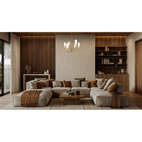 Salonowy żyrandol Santos PND-95331-6-BRSS kule tuby białe mosiądz