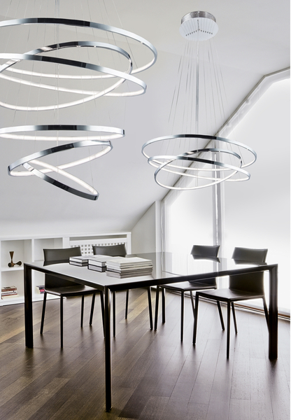 Jadalniana lampa wisząca Wheel pierścienie LED 80W 3000K czarne