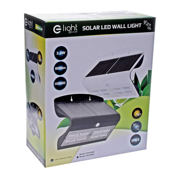 Elewacyjna lampa z czujnikiem Butterfly EKO3881 LED 6,8W 4000K IP65 czarny