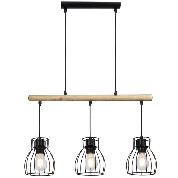 Loftowa lampa wisząca BERNITA 33-78087 druciany na belce czarny drewno