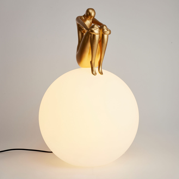 Sypialniana lampa stołowa WOMEN ST-6022-B gold Step kulista szklana biała złota