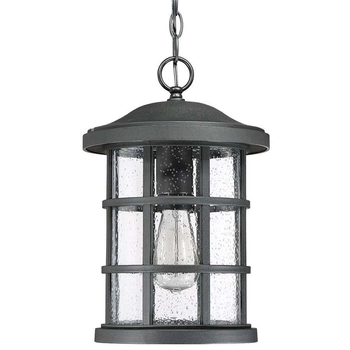 Wisząca LAMPA industrialna Crusade QZ-CRUSADE8-BLK Elstead QUOIZEL okrągła OPRAWA szklany ZWIS na łańcuchu IP44 czarny