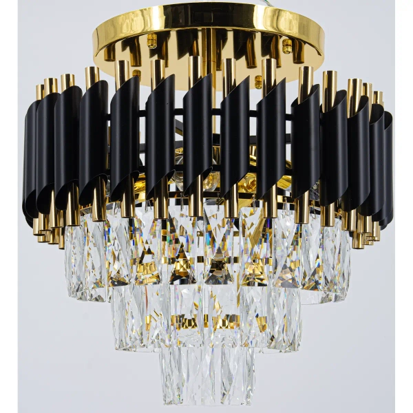Salonowy plafon nad stół Toledo 6260/4B TR BL kryształowy złoty czarny