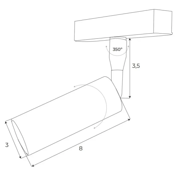 Podłużna lampa magnetyczna system Dali M0008D LED 5W 3000K tuba czarny