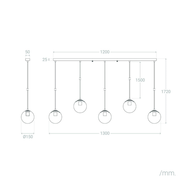 Szklane kule lampa wisząca Milano ABR-LWD-5XE27 Abruzzo złoty biały czarny