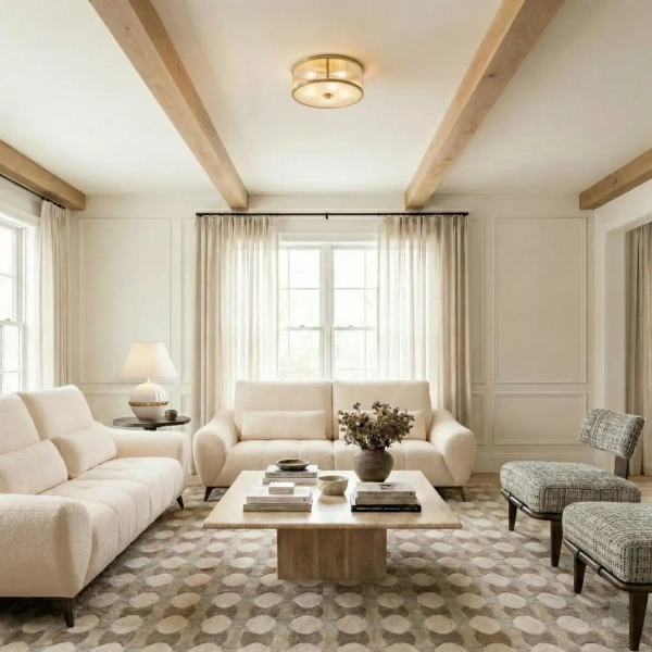 Plafon sufitowy art deco CONCORD mosiężny metalowy szkło ryflowane 3xE27 do salonu C03484BR