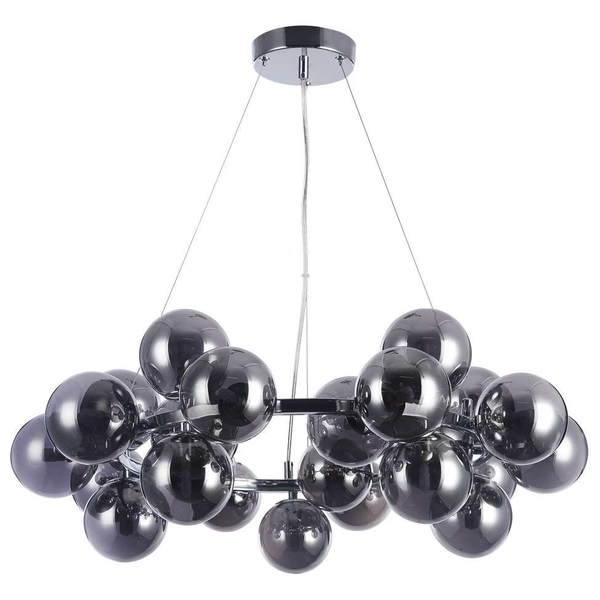 Loftowa LAMPA wisząca CABELLA PND-5252-25-CH+SMK Italux szklana OPRAWA molekuły zwis bubbles kule balls chrom przydymiony