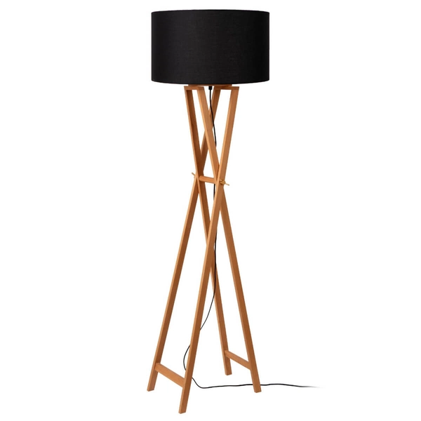 Abażurowa lampa podłogowa Trafalgar 30763/81/72 drewno czarna