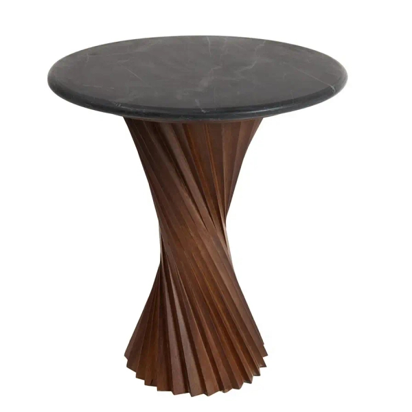 Okrągły stolik kawowy TANGO MM001501100413 czarny marmur drewno 45cm