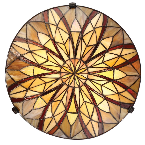 Sufitowa lampa tiffany Victory QZ-VICTORY-SF okrągła brązowa kolorowa