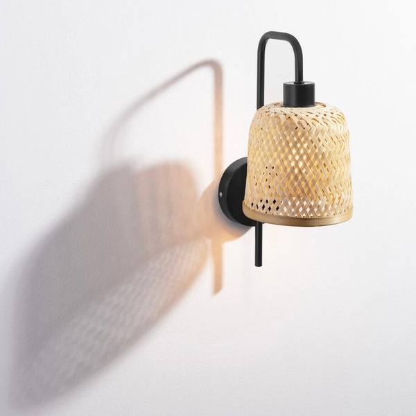 Kinkiet ścienny do jadalni TALITAS LE44510 pleciony naturalny czarny