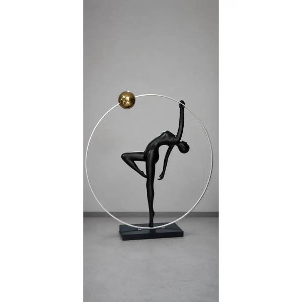 Stojąca lampa WOMAN ARTISTIC czarny złoty F9320 1xE27 40W 200cm kula ring