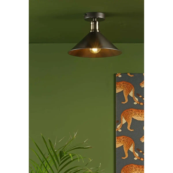 Lampa sufitowa retro Jalen JAL0161 stożek grafitowy mosiądz