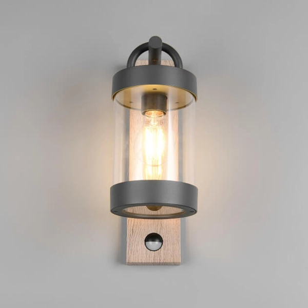 Zewnętrzny kinkiet ścienny CUSTYRA DL135204169 IP44 drewniany czarny
