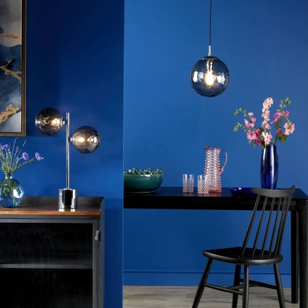 Loftowa wisząca lampa Ripple SP71-RIP8810 szklana kula chrom przydymiony