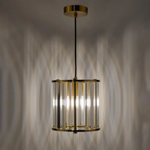 Zwisająca lampa nad stół Kiran KIR0135 kryształowa mosiądz