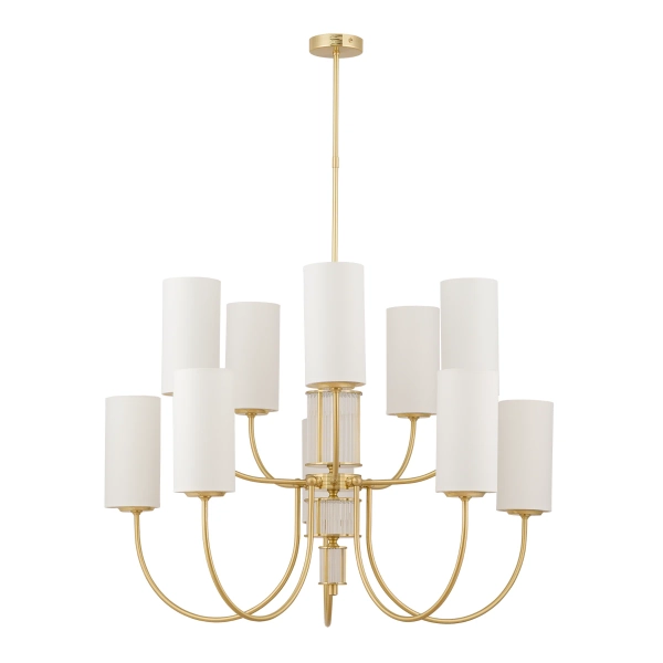 Pałacowy żyrandol Cero CER-ZW-10 (ZM) tubki tkaninowe biały mosiądz