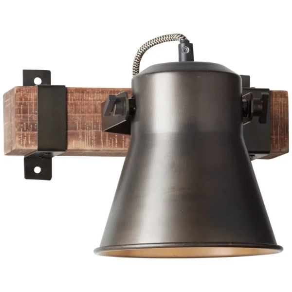 Kinkiet ścienny loft Plow 82110/46  do sypialni drewniany czarny