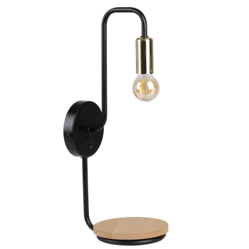 Kinkiet industrialny Bipi 21-76847 Candellux z włącznikiem drewniany czarny