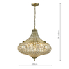 Wisząca lampa kryształowa Asmara ASM0675 mosiądz przezroczysty