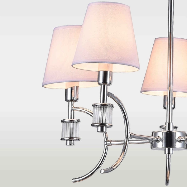 Żyrandol LAMPA klasyczna LIVERPOOL P05100CH Cosmolight abażurowy zwis na łańcuchu chrom