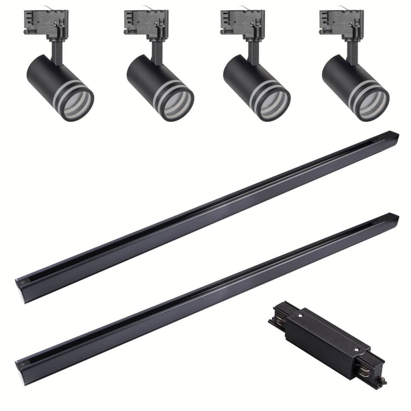 Trójfazowy zestaw szynowy do salonu MILANO 327796 metalowy czarny