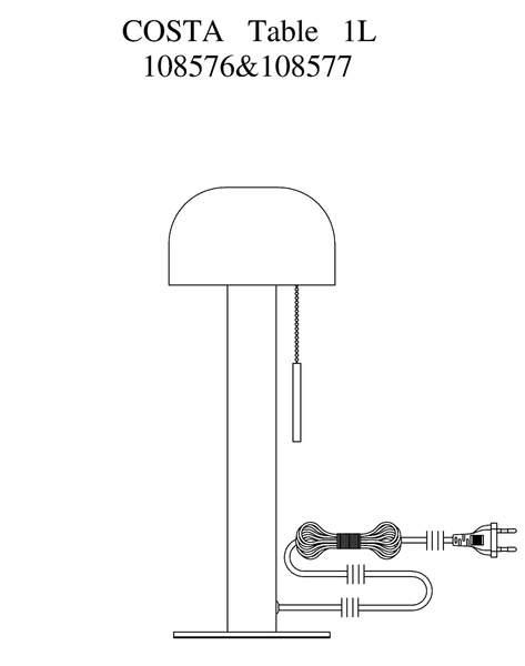 Biurkowa lampka Costa 108577 Markslojd włącznik pociągowy grzyb biały nikiel