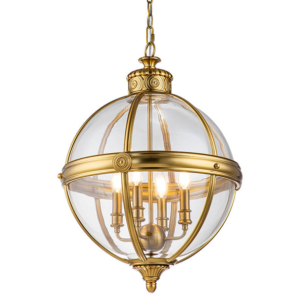 Wisząca lampa retro Adams FE-ADAMS-4P-BB Feiss przezroczysta mosiądz