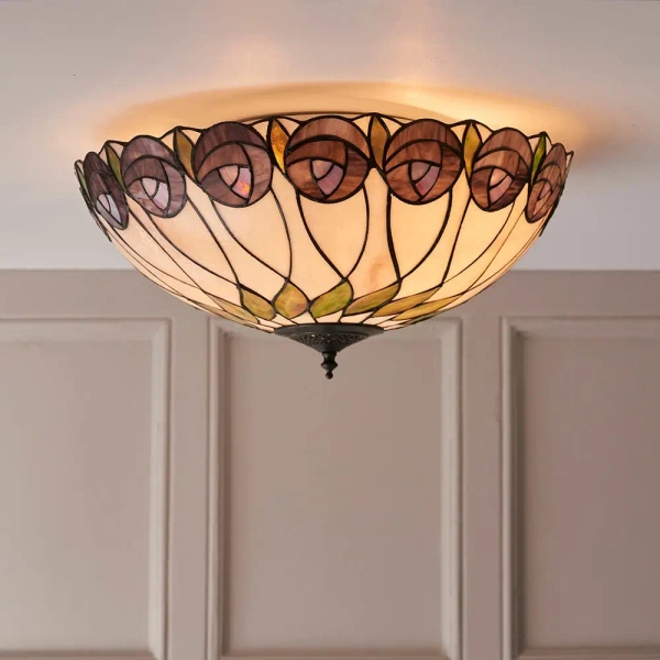 Dekoracyjna lampa sufitowa Hutchinson 64173 szklana klasyczna brązowa