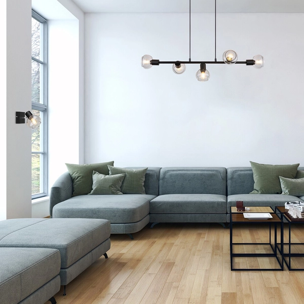 Loftowa lampa ścienna Sullivan 3295 szklany kinkiet do salonu czarny