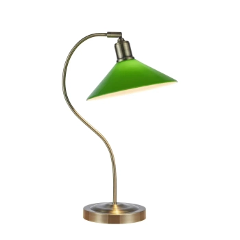Zielona lampa stołowa VELA mosiądz 108864 metalowa retro trójkątna 1xE27