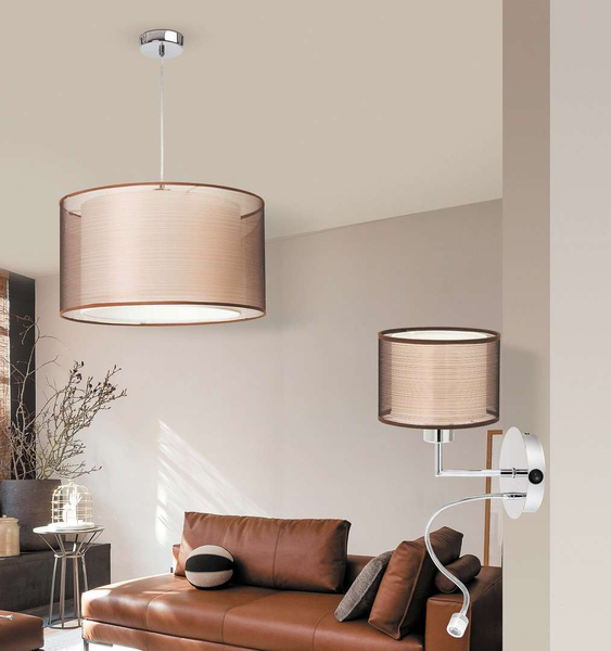 Kinkiet LAMPA ścienna ANASTASIA 2629 Rabalux abażurowa OPRAWA z peszlem LED 1W 4000K do czytania chrom brązowa