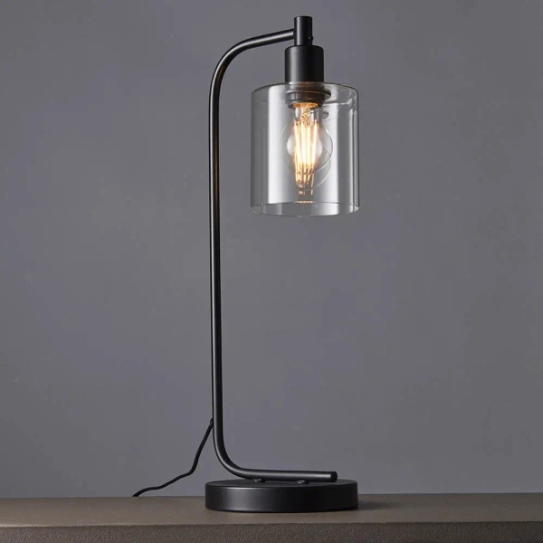 Stołowa lampa Toledo 95457 szklana czarny przezroczysty