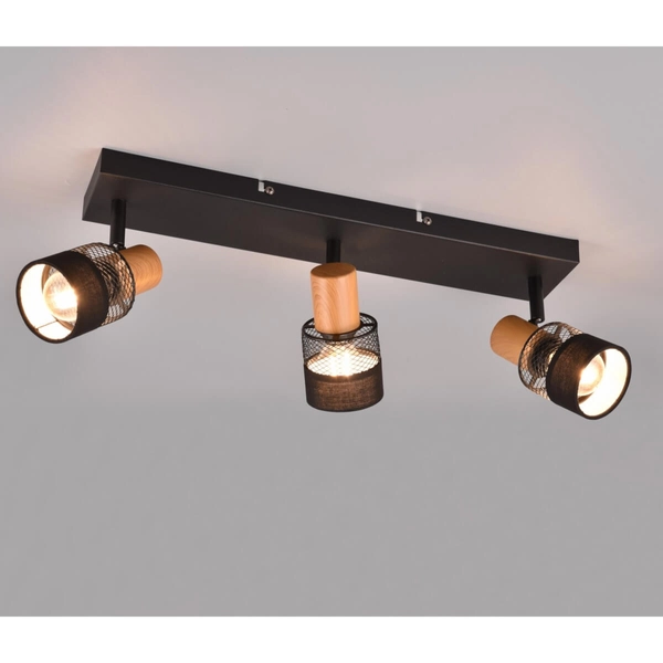 Lampa sufitowa Nandini 811700332 reflektorki regulowane drewno czarne
