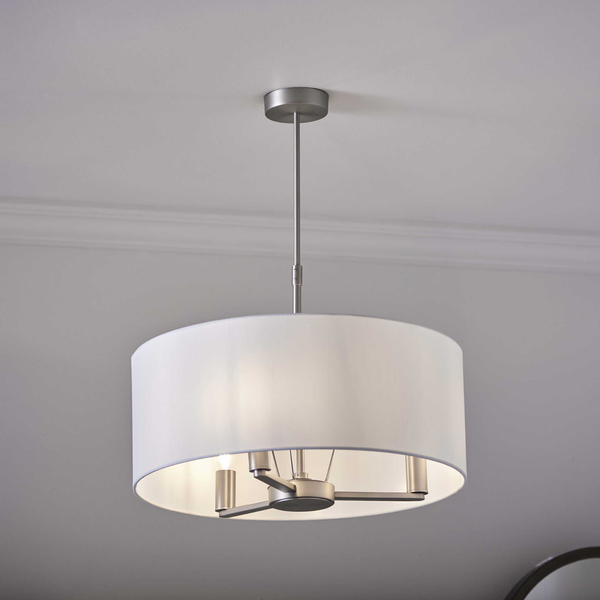 Materiałowa lampa wisząca Daley 60241 Endon abażur metal srebrny biały
