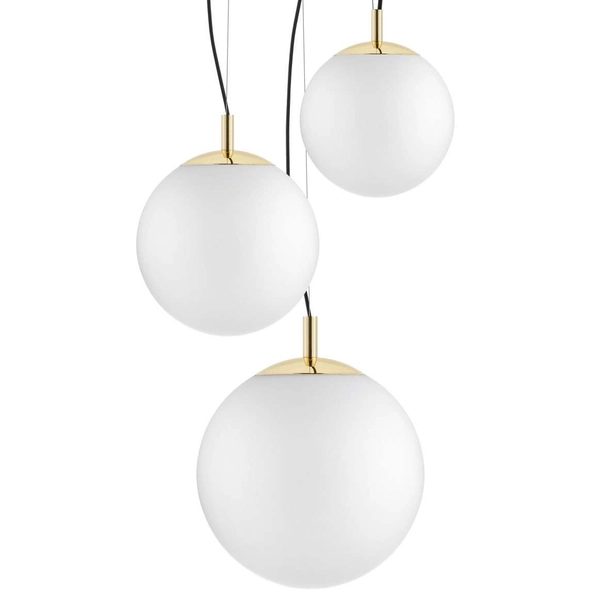 Wisząca LAMPA skandynawska ALUR 10730305 Kaspa kulista OPRAWA szklany ZWIS hygge kule balls złote białe
