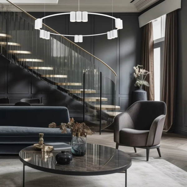 Wisząca lampa tuba GENESIS ML0377 podłużna metalowa biała